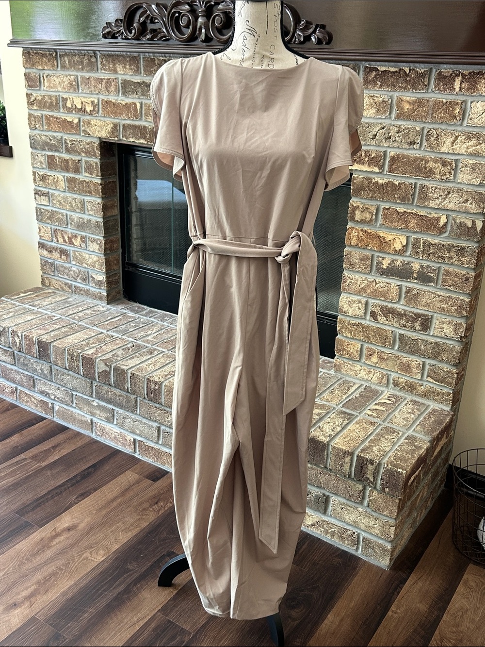 Calvin Klein Neutral Taupe Belted Women's Romper Jumpsuit 10